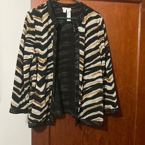 Joan Rivers over blouse jacket.  Brown,black and cream.  Excellent condition.